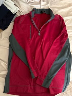 Chaps Men's Red & Gray Half-Zip Performance Pullover